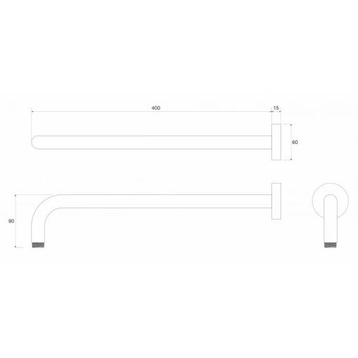 COPEN íves fali zuhanykar, 400 mm, szálcsiszolt arany