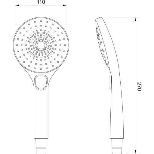 COPEN Modern Multi-Funkciós Kézi Zuhanyfej, 110 mm – 3 állítható vízsugár, Króm (C-05-5205)