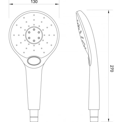 COPEN Design Multi-Funkciós Kézi Zuhanyfej, 130 mm – 3 állítható vízsugár, Króm (C-05-5209)