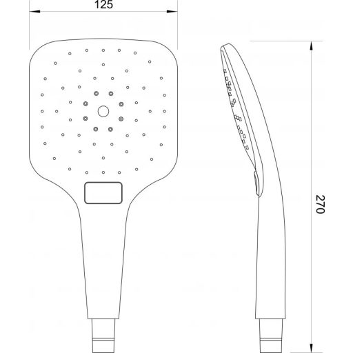 COPEN Modern Szögletes Multi-Funkciós Kézi Zuhanyfej, 125 mm – 3 állítható vízsugár, Króm (C-05-5210)