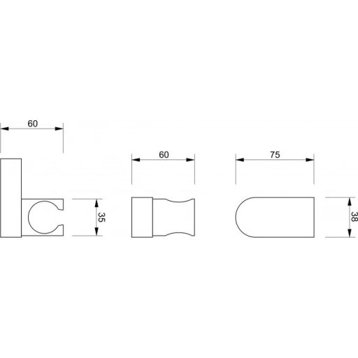 MINOTTI COPEN fali zuhanyfej tartó – fényes króm, 60x75x38 mm