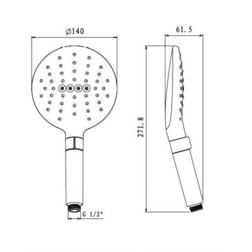 COPEN Extra Nagy Multi-Funkciós Kézi Zuhanyfej, 140 mm – 3 állítható vízsugár, Króm (C-05-5254)