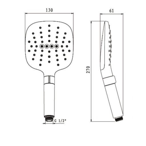 COPEN Design Multi-Funkciós Kézi Zuhanyfej, 130 mm – 3 állítható vízsugár, Króm (C-05-5255)