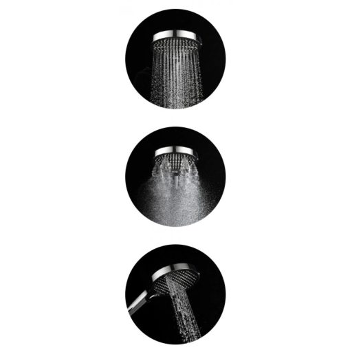 COPEN Multi-Funkciós Kézi Zuhanyfej, 135 mm – 3 állítható vízsugár, Matt Fekete (C-05-5256)