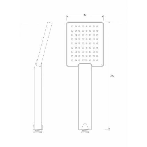 COPEN C-05-5261CR Szögletes Króm Kézi Zuhanyfej – 80 mm, 1 Funkciós