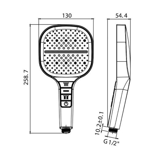 COPEN C-05-5290CRB Fekete/Króm Kézi Zuhanyfej – 130 mm, 3 Funkciós