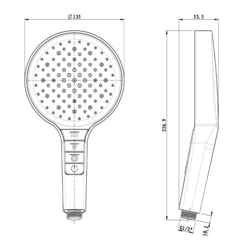 COPEN C-05-5292CRB Fekete/Króm Kézi Zuhanyfej – 135 mm, 4 Funkciós