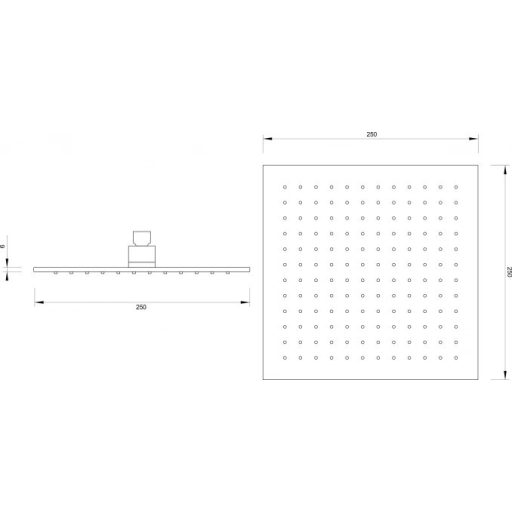 COPEN rozsdamentes acél S/S  szögletes esőztető zuhanyfej, 250x250 mm, króm