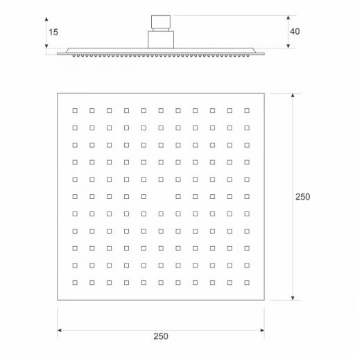 COPEN esőztető zuhanyfej szögletes kivitelben, 250x250 mm, króm