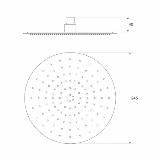 COPEN esőztető zuhanyfej kerek kivitelben, 245 mm, matt fekete