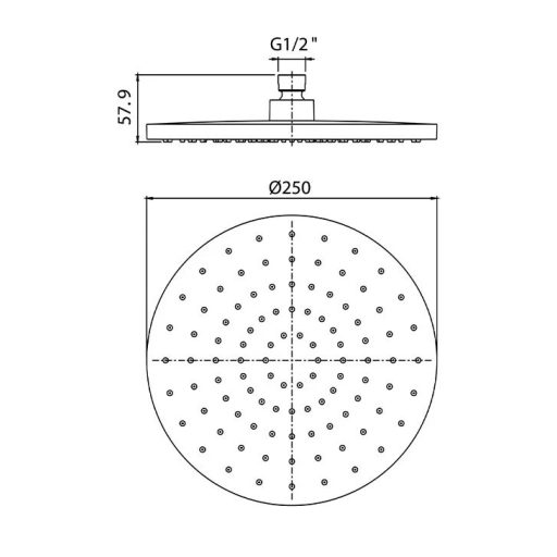 COPEN kerek fejzuhany, 250 mm, arany