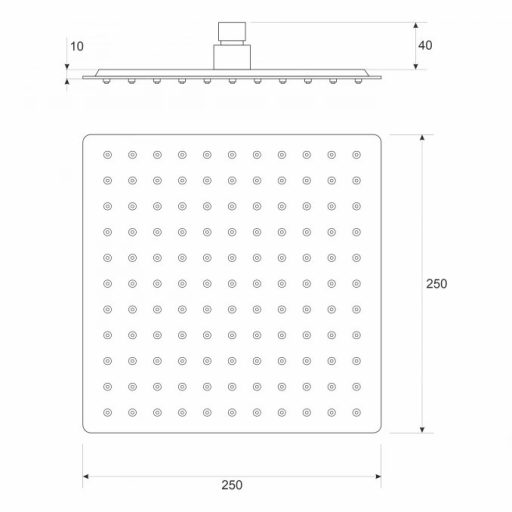 COPEN esőztető zuhanyfej szögletes kivitelben S/S, 250x250 mm,
