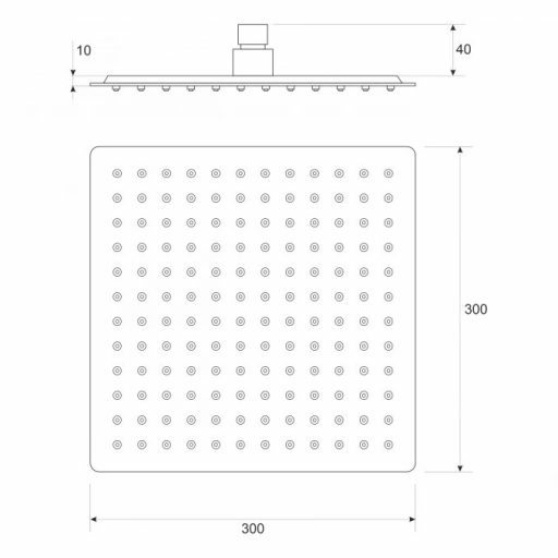 COPEN S/S 304 rozsdamentes acél esőztető zuhanyfej, 300x300 mm, króm