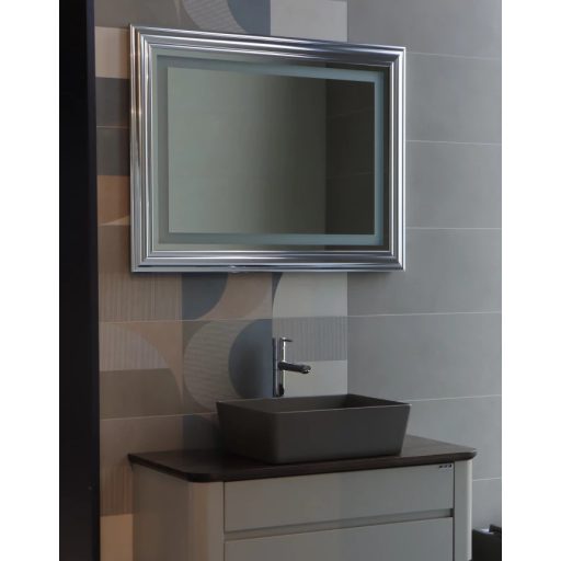 COPEN Ezüst keretes LED fürdőszobai tükör – 100x76 cm