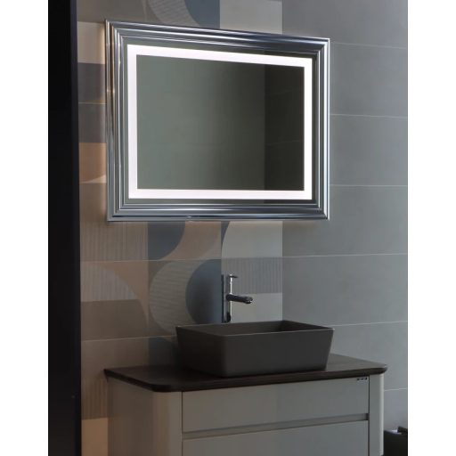 COPEN Ezüst keretes LED fürdőszobai tükör – 100x76 cm