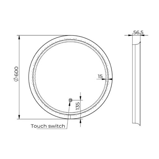 COPEN Kerek LED fürdőszobai tükör széles fekete kerettel – 60 cm