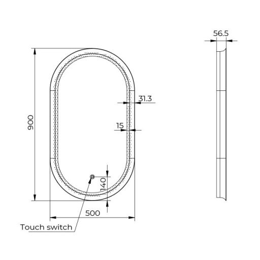 COPEN Ovális LED fürdőszobai tükör vastag arany kerettel – 50x90 cm
