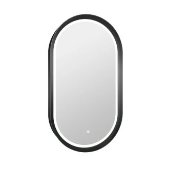   COPEN Ovális LED fürdőszobai tükör extra vastag fekete kerettel – 50x90 cm
