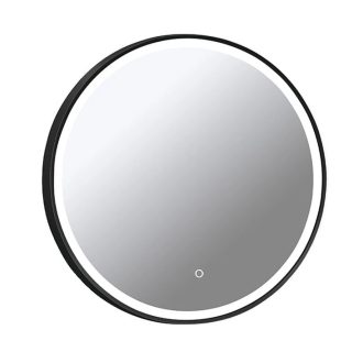   COPEN Kerek LED fürdőszobai tükör fekete alumínium kerettel – 60 cm