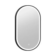   COPEN Ovális LED fürdőszobai tükör fekete alumínium kerettel – 50x90 cm