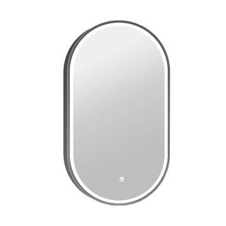   COPEN Ovális LED fürdőszobai tükör gunmetal alumínium kerettel – 50x90 cm
