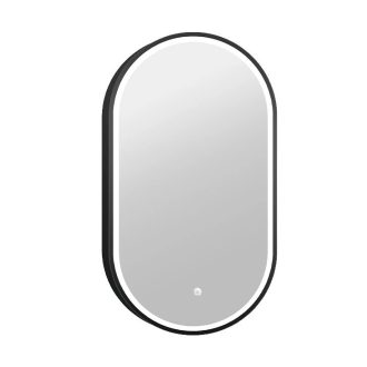   COPEN Ovális LED fürdőszobai tükör vastag fekete kerettel – 50x90 cm