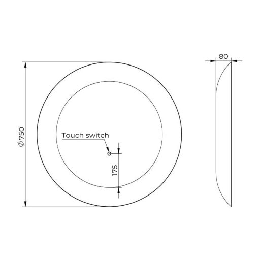 COPEN Kerek LED fürdőszobai tükör széles matt arany (szálcsiszolt sárgaréz) kerettel – 75 cm