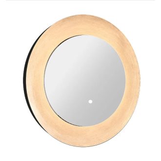   COPEN Kerek LED fürdőszobai tükör széles rozéarany kerettel – 75 cm