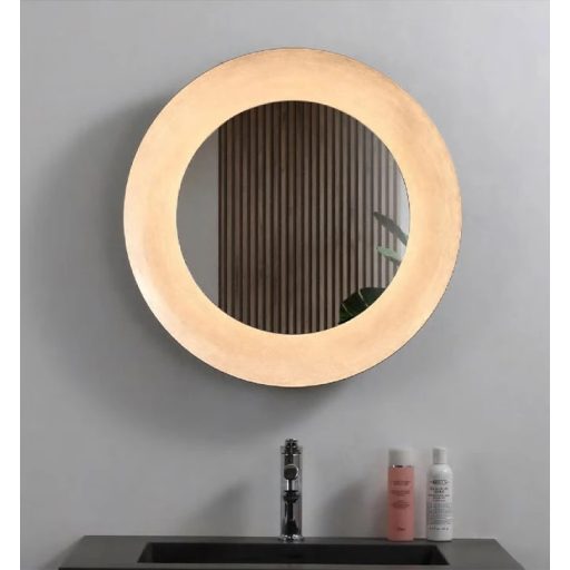 COPEN Kerek LED fürdőszobai tükör széles rozéarany kerettel – 75 cm