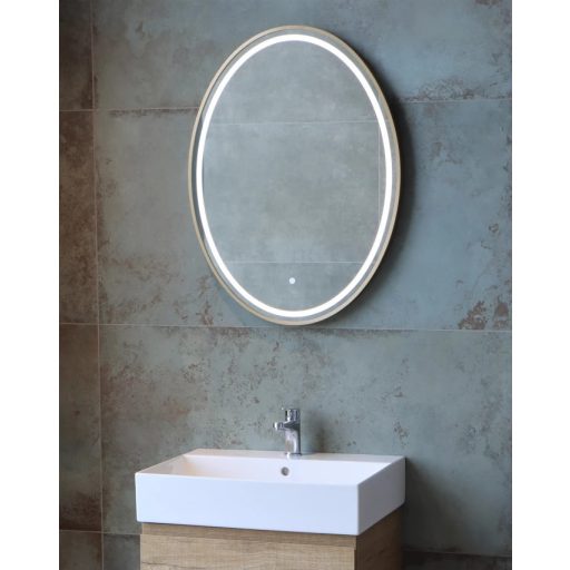 COPEN Ovális LED fürdőszobai tükör arany kerettel – 60x80 cm