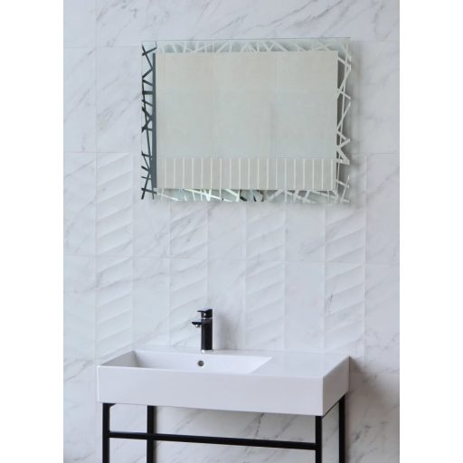 COPEN Absztrakt mintás LED fürdőszobai tükör érintőkapcsolóval – 80x60 cm
