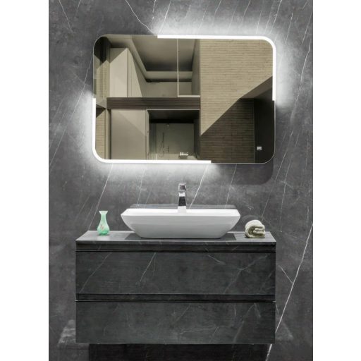COPEN Modern lekerekített LED fürdőszobai tükör érintőkapcsolóval – 80x60 cm
