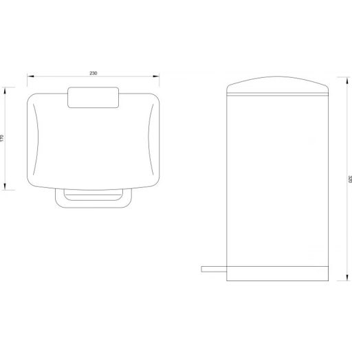  COPEN Pedálos szemetes 6 L, téglalap alakú, softclose fedéllel