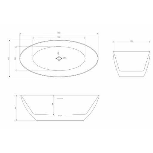 Copen Rita szabadon álló akril kád – 1700x800x580 mm, matt fekete