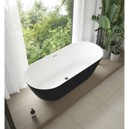 Copen Judy szabadon álló akril kád – 1700x750x570 mm, matt fekete/matt fehér