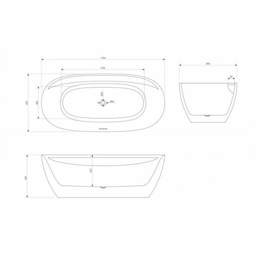 COPEN Lauren 170 cm Szabadon Álló Kád – Fényes Fehér – Nedvességálló
