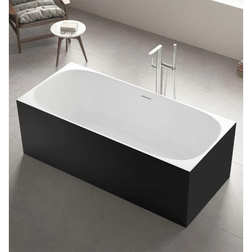 Copen Ingrid falhoz tolható szabadon álló akril kád – 1700x750x585 mm, matt fekete/matt fehér