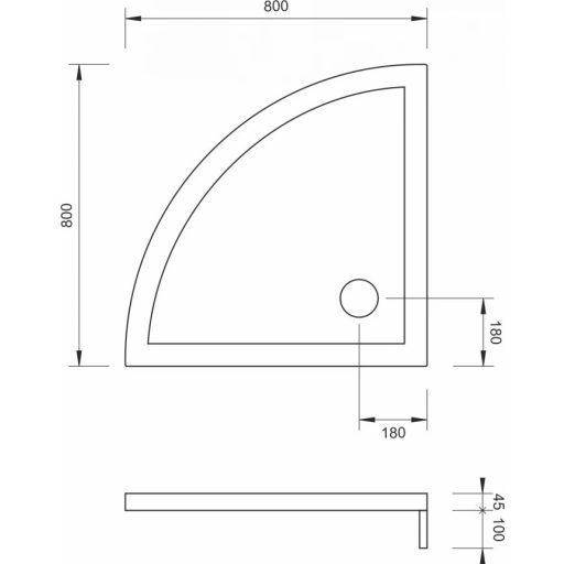COPEN Íves Zuhanytálca 800x800x145 mm, Leszerelhető Előlappal, Fehér