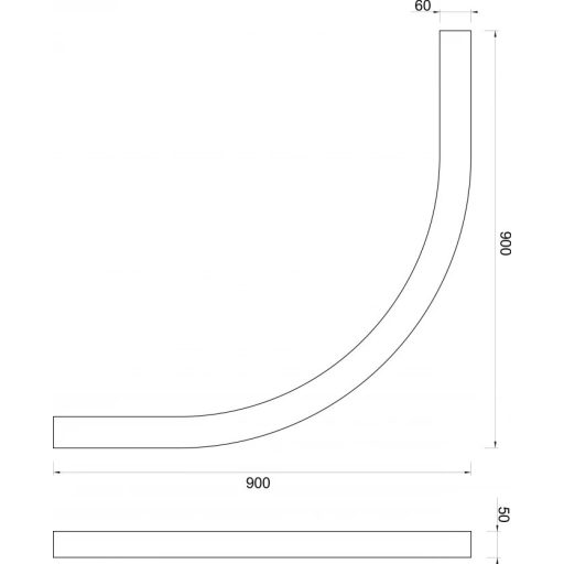 COPEN íves SMC zuhanytálca keret R90x5 cm, matt fekete