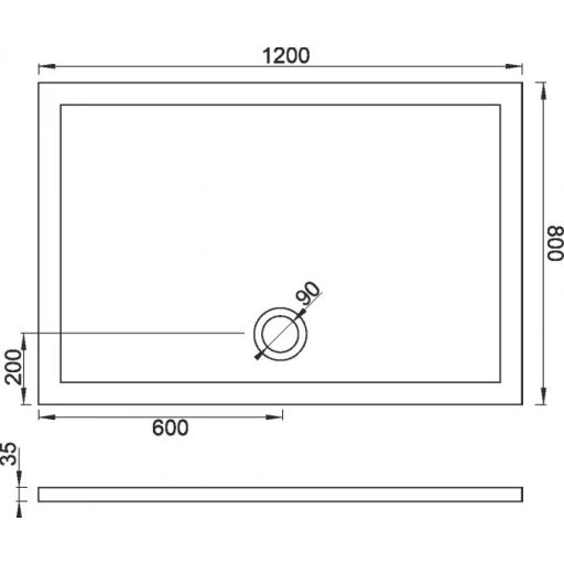 COPEN SOLILUX Lapos Szögletes Zuhanytálca 1200x800x35 mm, Fehér