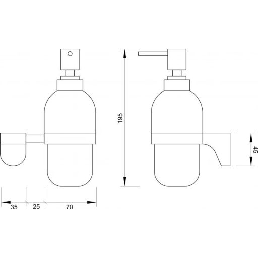 COPEN FUEGO fali szappanadagoló, kerámia, króm tartókonzollal
