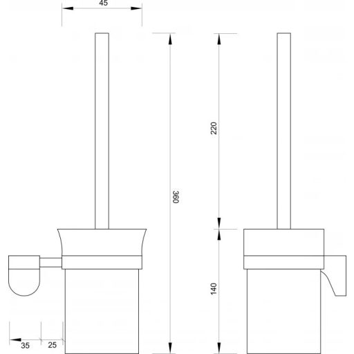 COPEN FUEGO fali WC-kefe – 105x360 mm – Króm/fehér (C-11-13)