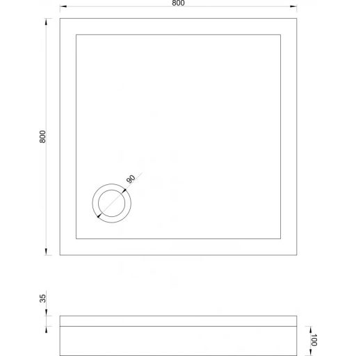 COPEN SOLILUX Lapos Szögletes Zuhanytálca 800x800x35 mm, Fehér