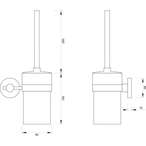 COPEN TORO fali WC-kefe – 90x350 mm – Króm/Fehér (C-12-13)
