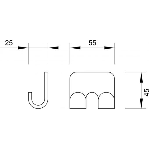 COPEN ELEGANTE 55 x 25 x 45 mm 2 akasztós, Króm