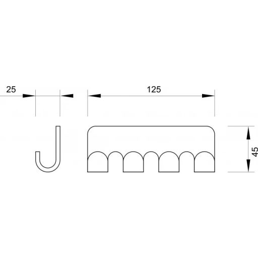 COPEN ELEGANTE 125 x 45 x 25 mm 4 akasztós fali fogas, Króm