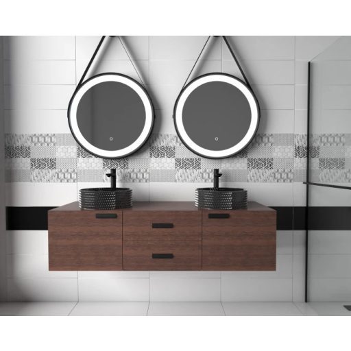 COPEN fekete kerek, pultra ültethető üveg mosdótál, 400x125 mm