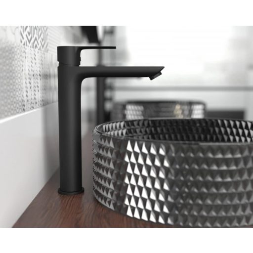 COPEN fekete kerek, pultra ültethető üveg mosdótál, 400x125 mm