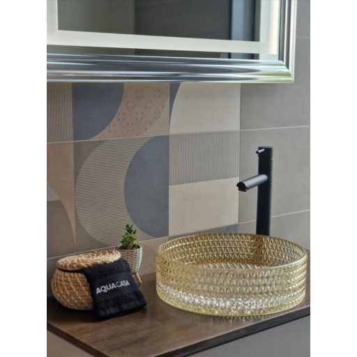 COPEN arany színű kerek, pultra ültethető üveg mosdótál, 400x125 mm