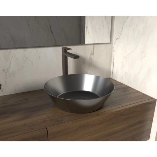 COPEN Antracit kerek, pultra ültethető fém mosdótál, (400x125 mm)